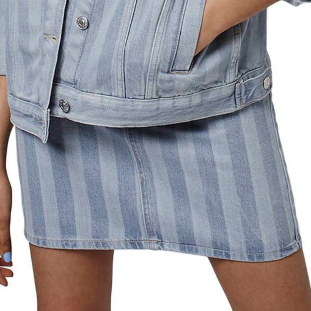 New Stripe Denim Jean Pencil Skirt High Waist Women's 8